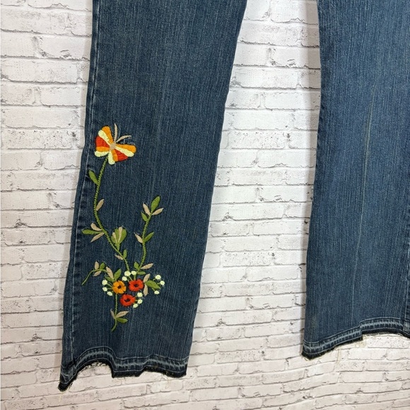 Vintage Y2K Butterfly Flower Embroidered Hippie Lowcut Jeans - Picture 5 of 6